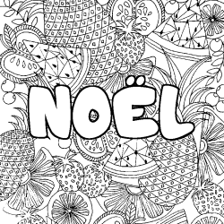 Coloración del nombre NOËL - decorado mandala de frutas