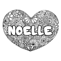 Coloración del nombre NOËLLE - decorado mandala de corazón