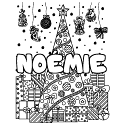 Coloración del nombre NOÉMIE - decorado árbol de Navidad y regalos