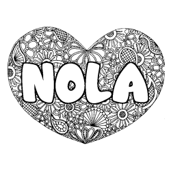 Coloración del nombre NOLA - decorado mandala de corazón