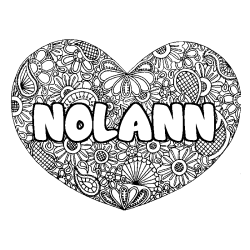 Coloración del nombre NOLANN - decorado mandala de corazón