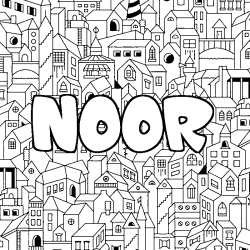 Coloración del nombre NOOR - decorado ciudad