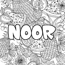 Coloración del nombre NOOR - decorado mandala de frutas