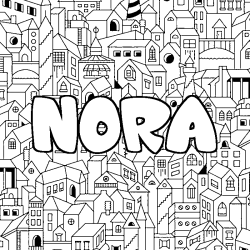 Coloración del nombre NORA - decorado ciudad