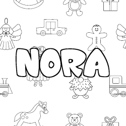 Dibujo para colorear NORA - decorado juguetes