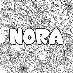 Dibujo para colorear NORA - decorado mandala de frutas