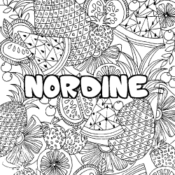 Coloración del nombre NORDINE - decorado mandala de frutas