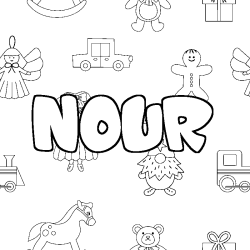 Coloración del nombre NOUR - decorado juguetes