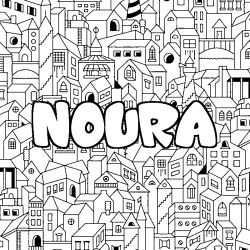 Coloración del nombre NOURA - decorado ciudad