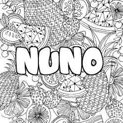 Coloración del nombre NUNO - decorado mandala de frutas