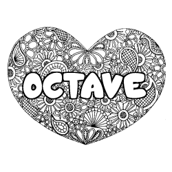 Coloración del nombre OCTAVE - decorado mandala de corazón