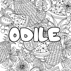 Coloración del nombre ODILE - decorado mandala de frutas