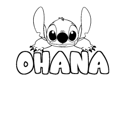 Coloración del nombre OHANA - decorado Stitch