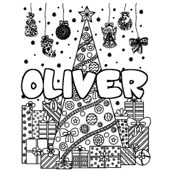 Coloración del nombre OLIVER - decorado árbol de Navidad y regalos