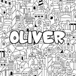 Dibujo para colorear OLIVER - decorado ciudad