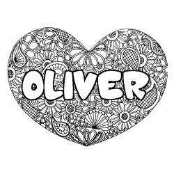 Coloración del nombre OLIVER - decorado mandala de corazón