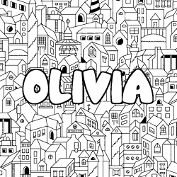 Coloración del nombre OLIVIA - decorado ciudad