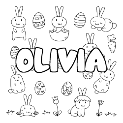 Coloración del nombre OLIVIA - decorado Pascua