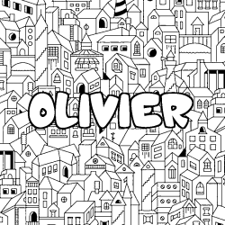 Coloración del nombre OLIVIER - decorado ciudad