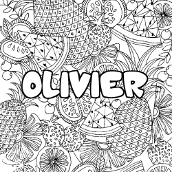 Coloración del nombre OLIVIER - decorado mandala de frutas