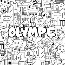 Coloración del nombre OLYMPE - decorado ciudad