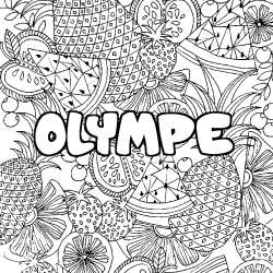 Coloración del nombre OLYMPE - decorado mandala de frutas