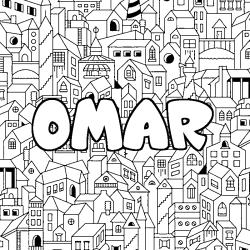 Coloración del nombre OMAR - decorado ciudad