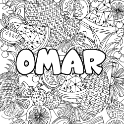 Coloración del nombre OMAR - decorado mandala de frutas