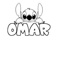 Coloración del nombre OMAR - decorado Stitch