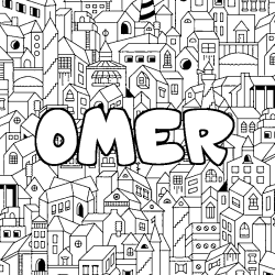 Coloración del nombre OMER - decorado ciudad