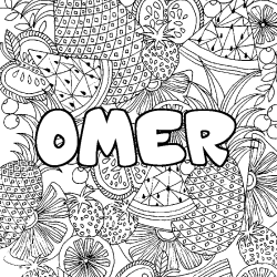 Coloración del nombre OMER - decorado mandala de frutas