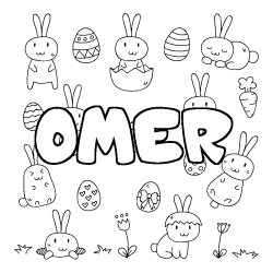 Coloración del nombre OMER - decorado Pascua