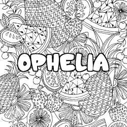 Coloración del nombre OPHELIA - decorado mandala de frutas