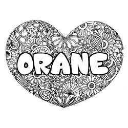 Coloración del nombre ORANE - decorado mandala de corazón