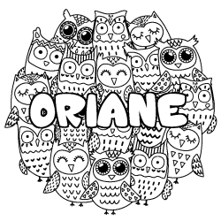 Coloración del nombre ORIANE - decorado búhos