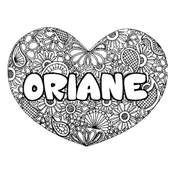 Coloración del nombre ORIANE - decorado mandala de corazón