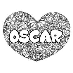 Coloración del nombre OSCAR - decorado mandala de corazón