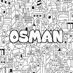 Dibujo para colorear OSMAN - decorado ciudad