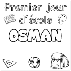 Dibujo para colorear OSMAN - decorado primer d&iacute;a de escuela