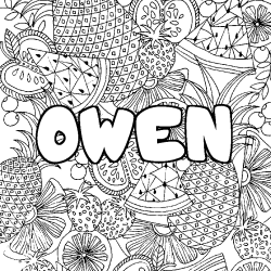 Coloración del nombre OWEN - decorado mandala de frutas