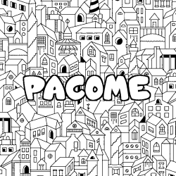 Coloración del nombre PACOME - decorado ciudad