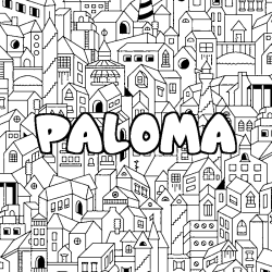 Coloración del nombre PALOMA - decorado ciudad