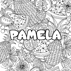 Dibujo para colorear PAMELA - decorado mandala de frutas