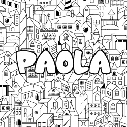 Coloración del nombre PAOLA - decorado ciudad