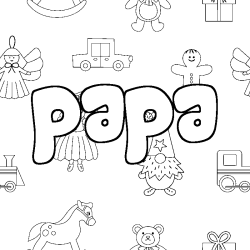 Coloración del nombre papa - decorado juguetes