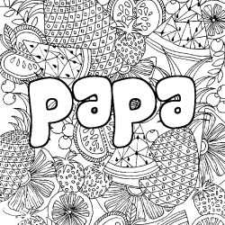 Coloración del nombre papa - decorado mandala de frutas