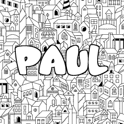 Coloración del nombre PAUL - decorado ciudad