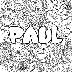 Coloración del nombre PAUL - decorado mandala de frutas