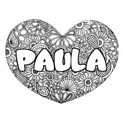 Coloración del nombre PAULA - decorado mandala de corazón