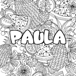 Dibujo para colorear PAULA - decorado mandala de frutas